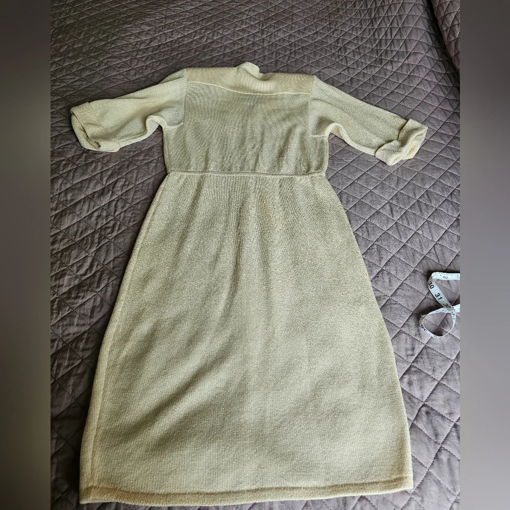 St.John By Marie Gray VTG Elegant Butter Yellow Cream Gold ButtonDown Dress Sz 4